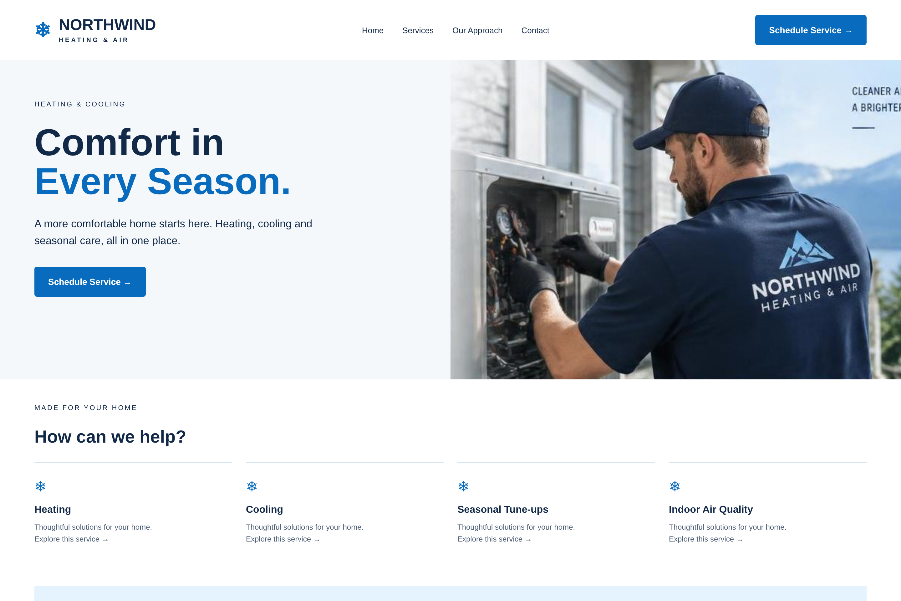 Northwind Heating & Air desktop design