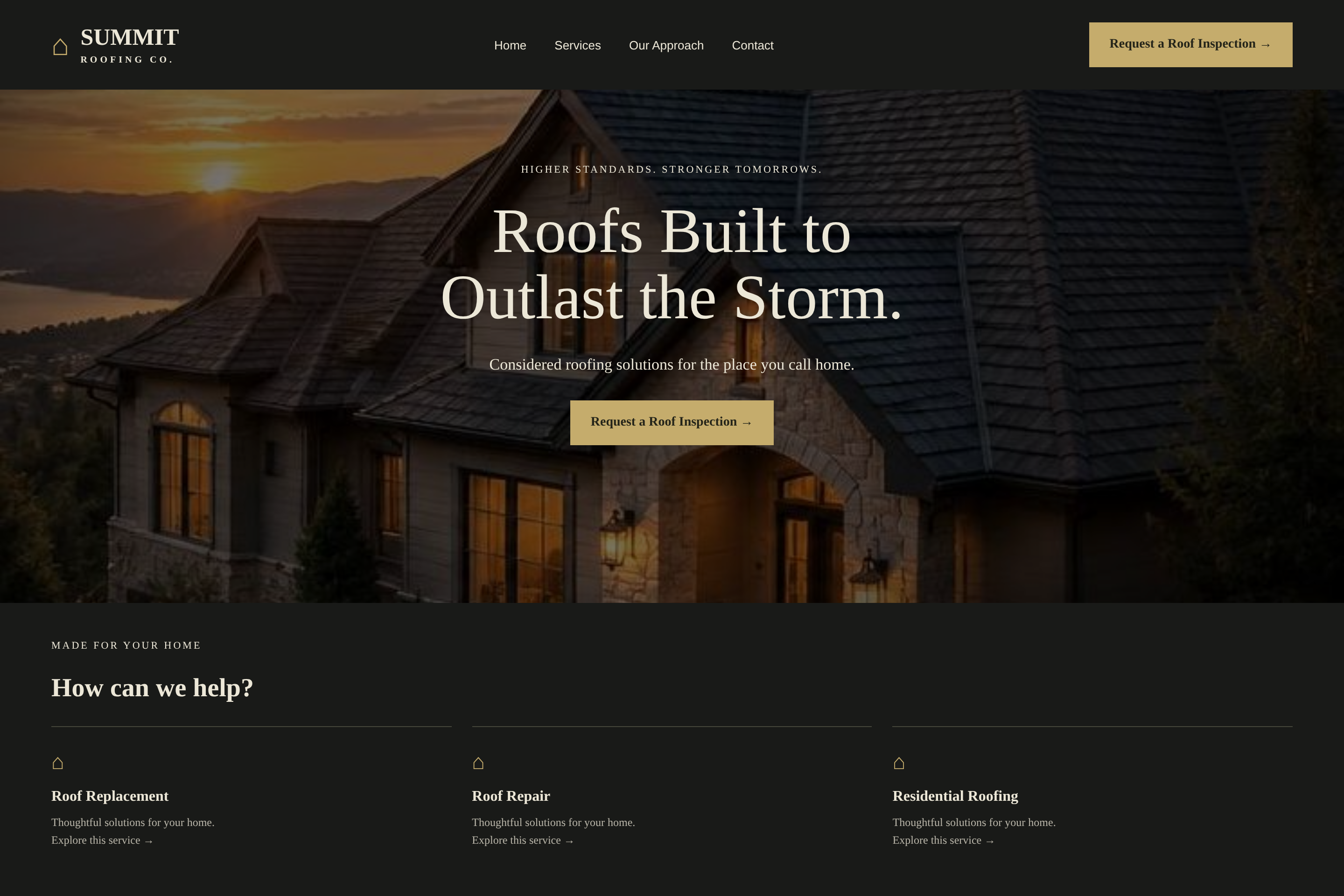 Summit Roofing Co. desktop design