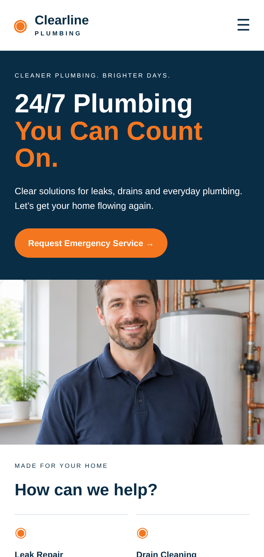 Clearline Plumbing mobile design
