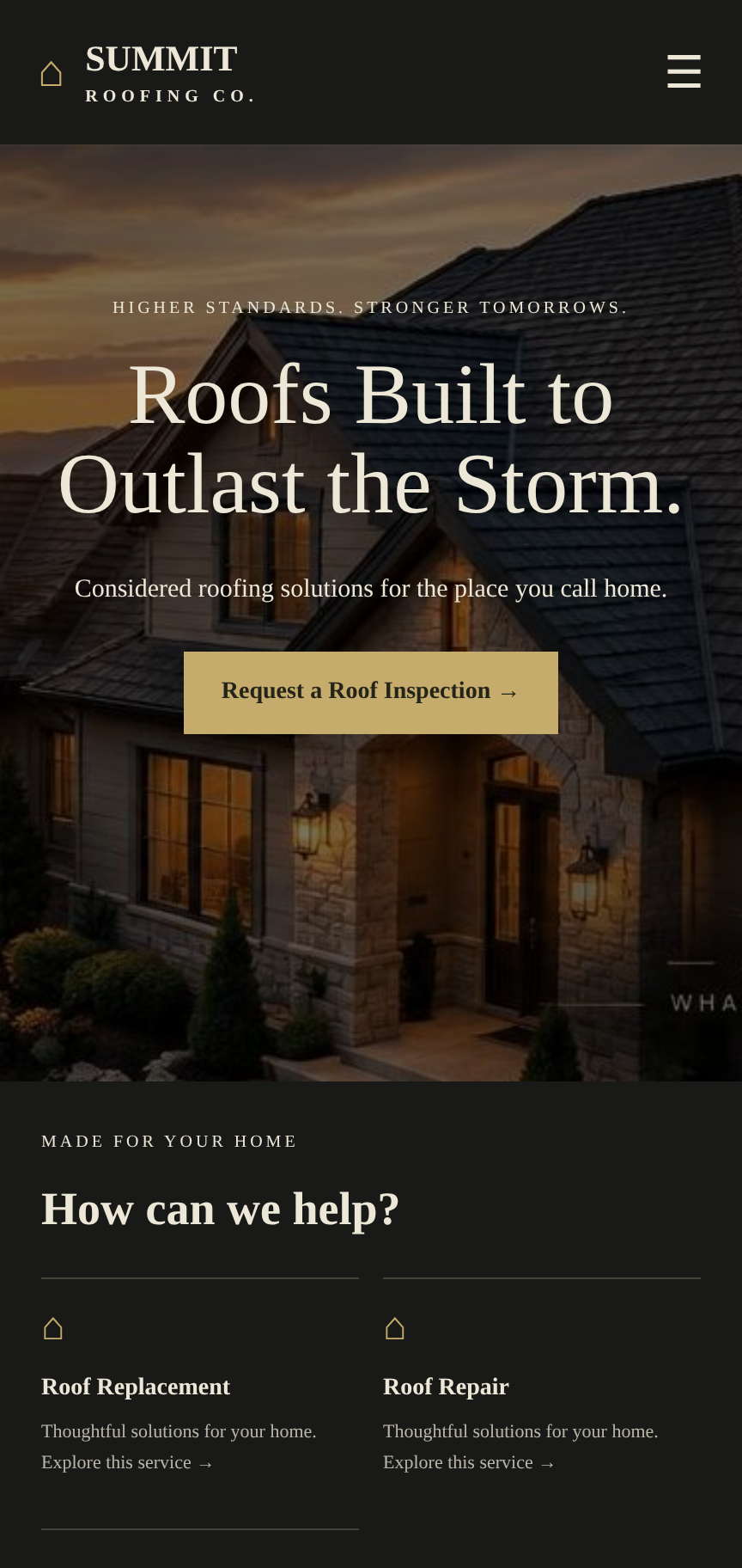 Summit Roofing Co. mobile design