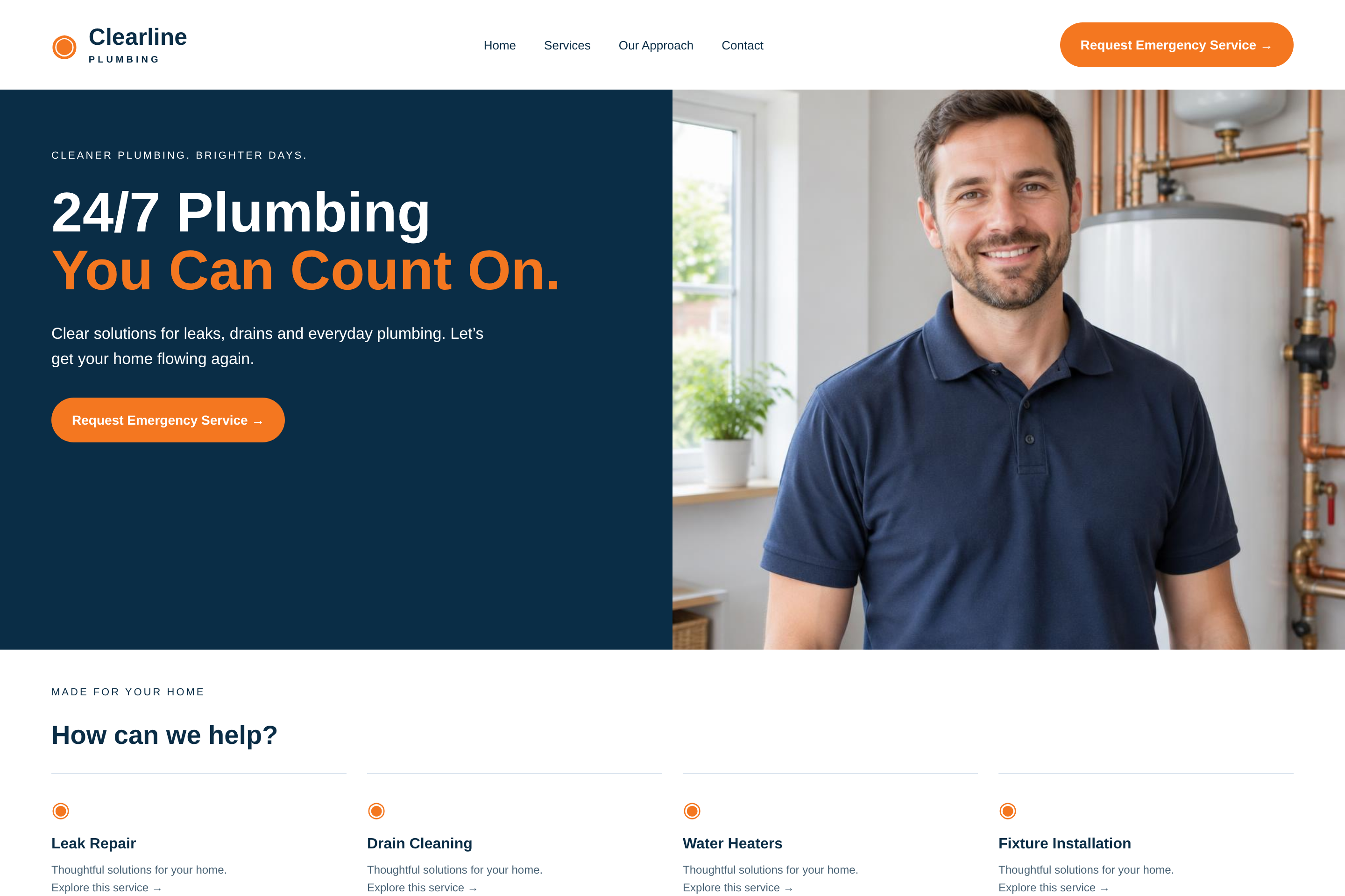 Clearline Plumbing desktop design