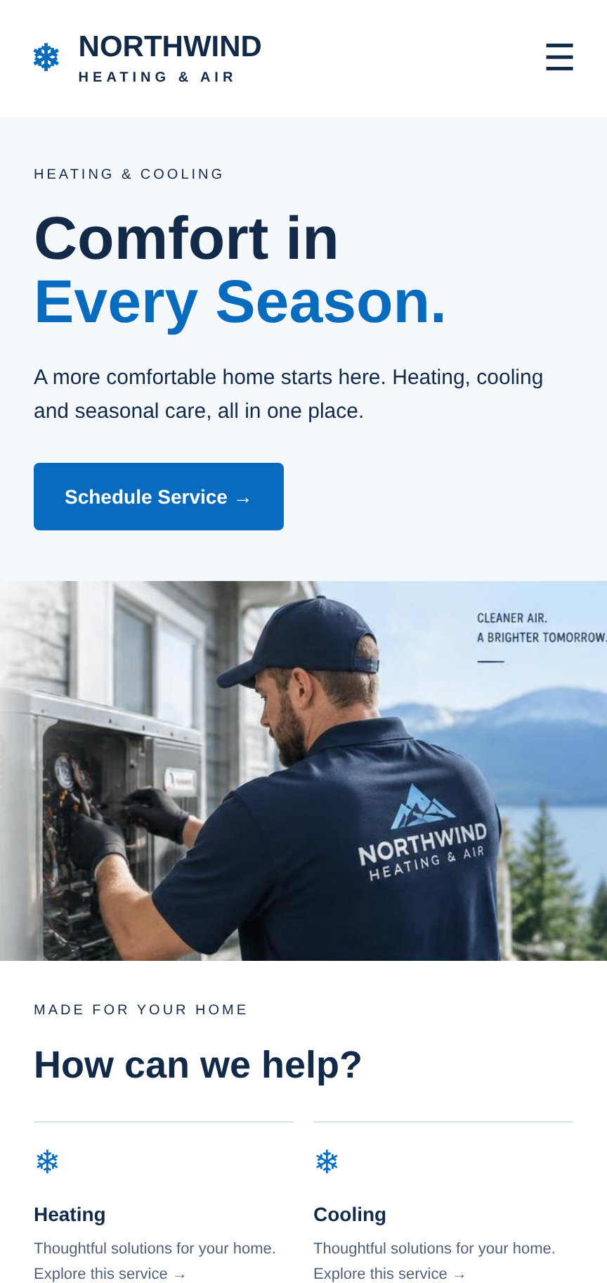 Northwind Heating & Air mobile design
