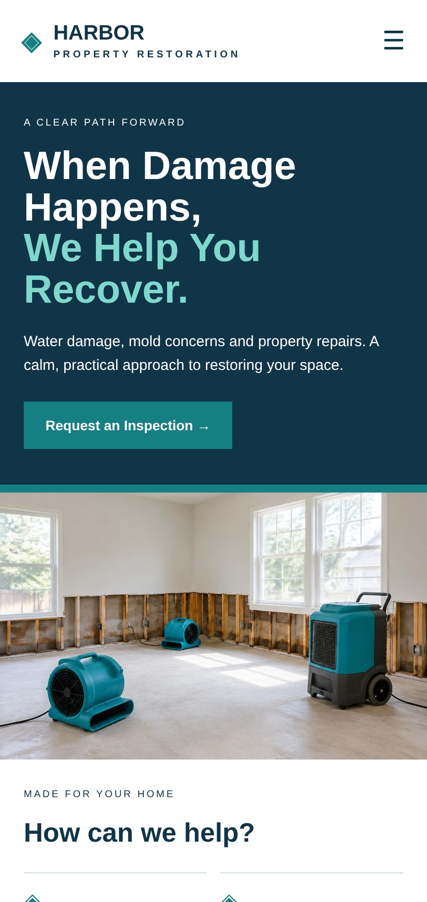 Harbor Property Restoration mobile design