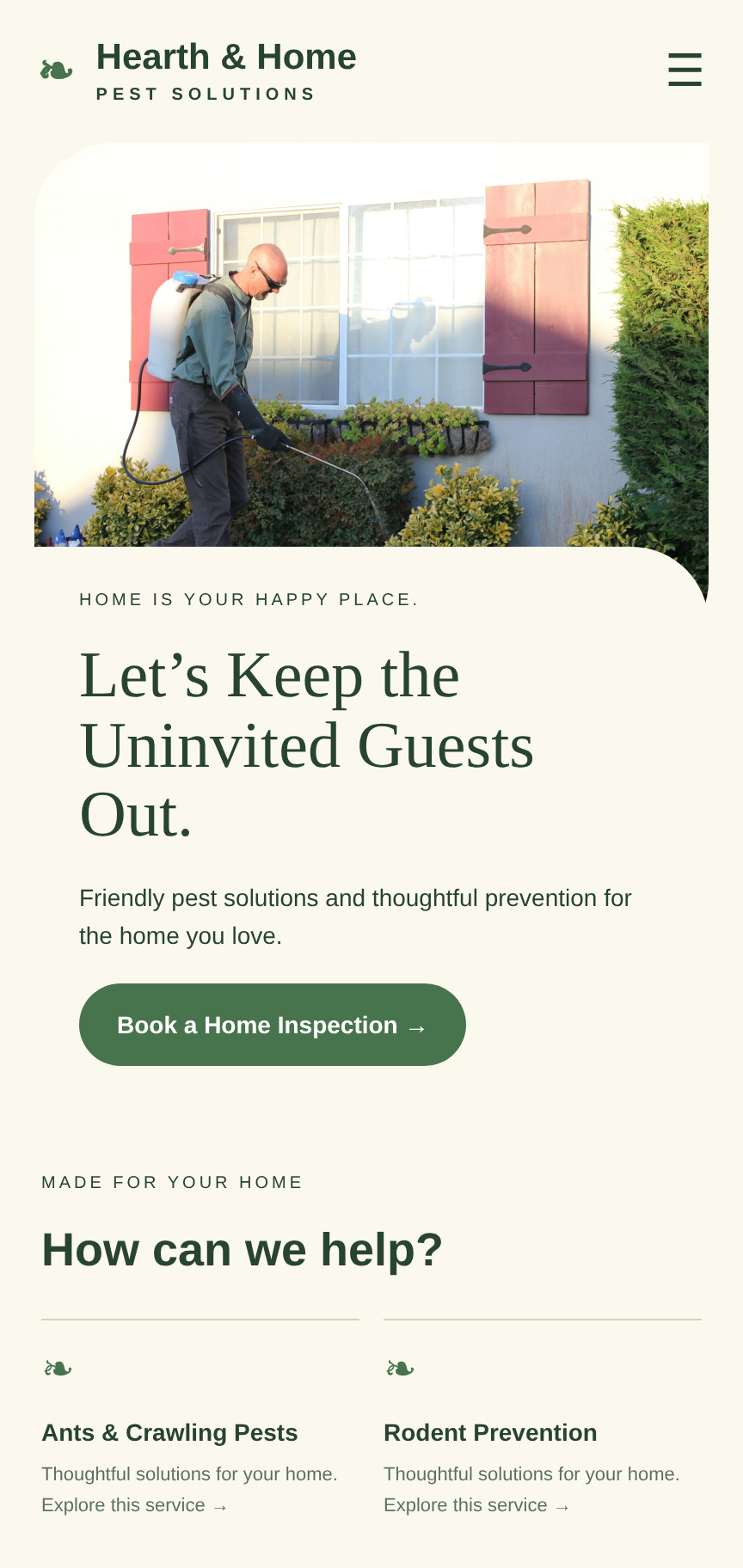 Hearth & Home Pest Solutions mobile design