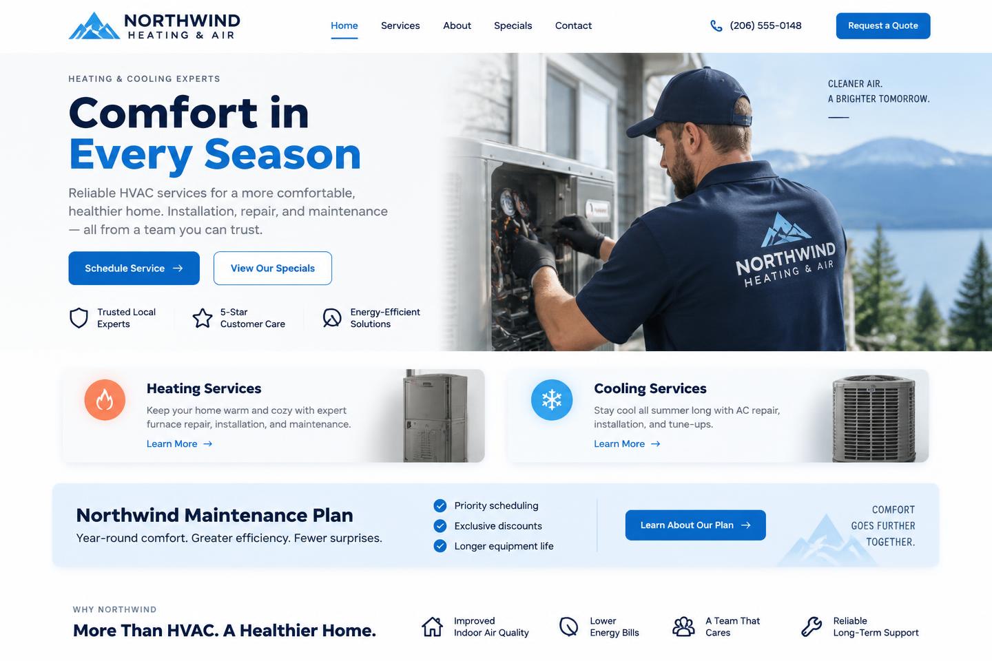 Northwind Heating & Air desktop design