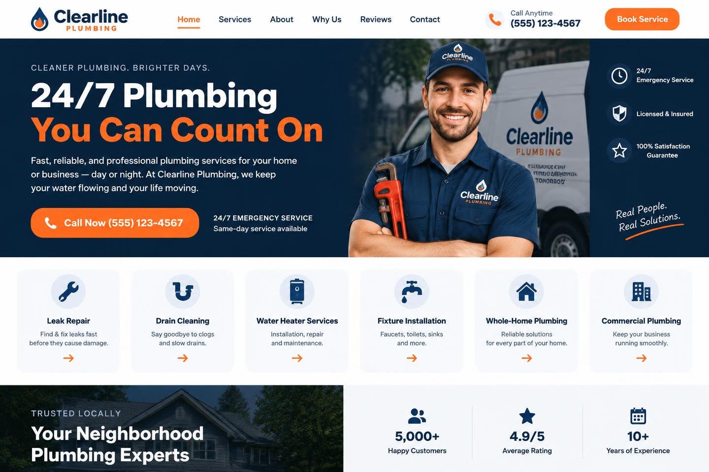 Clearline Plumbing desktop design