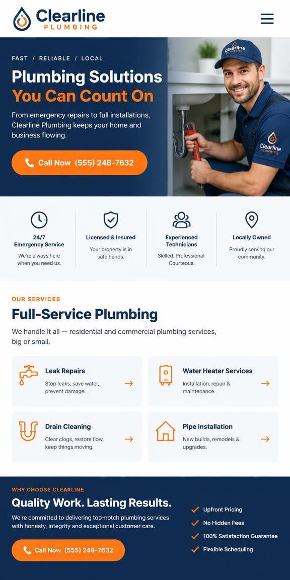 Clearline Plumbing mobile design