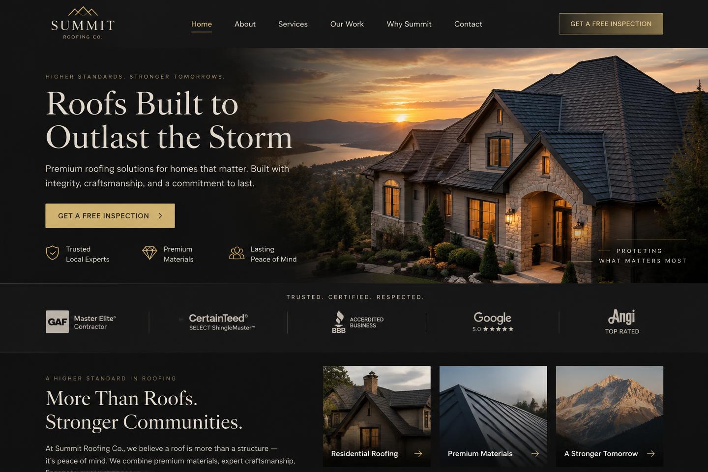 Summit Roofing Co. desktop design